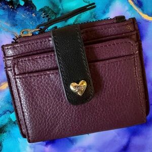 Juicy Couture Small Zipped Wallet/Card Case in Plum with Black Accents